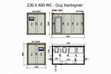 KW4 230X400 Duş Konteyner