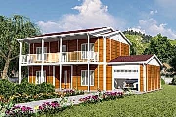 196 m² Prefabrik Villa Modeli: Side